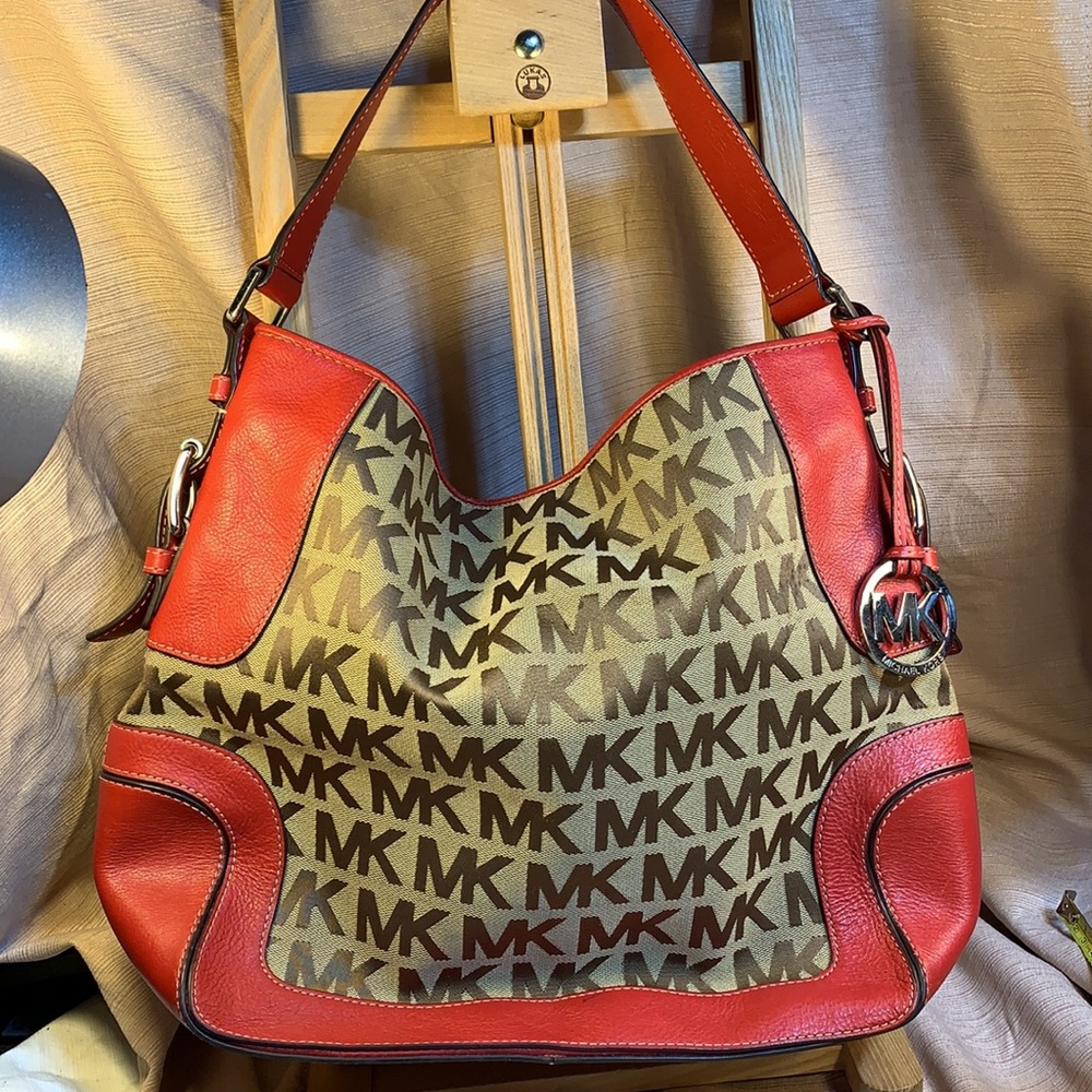 Michael Kors leather/canvas shoulder/satchel